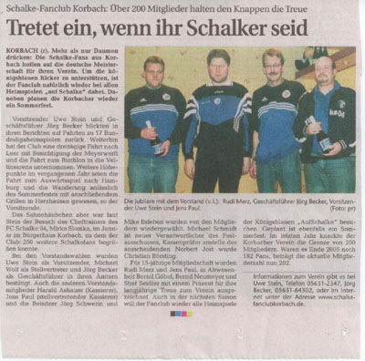 Zeitungsartikel zur Jahreshauptversammlung 2007