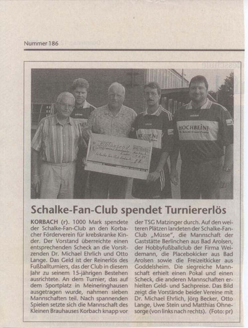 Zeitungsartikel zum Turnier 1999