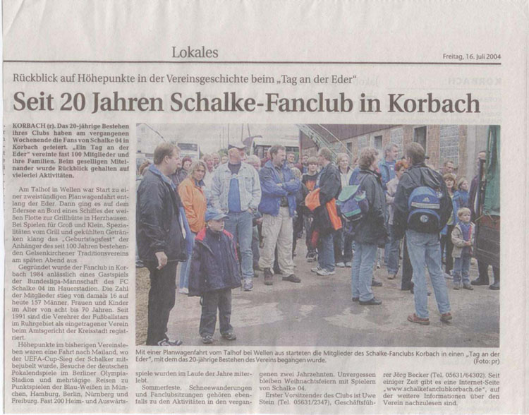 Zeitungsartikel zu unserem 20-jährigen Geburtstag