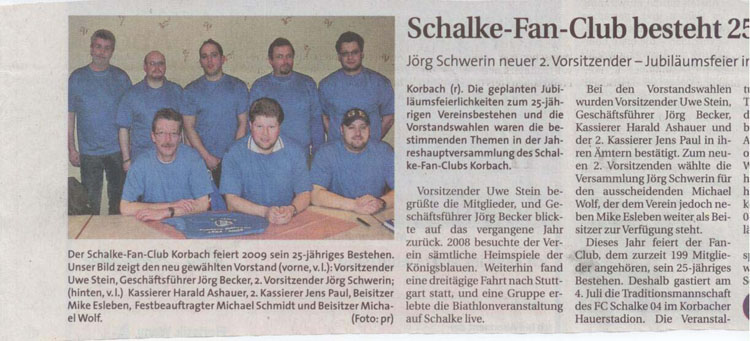 Zeitungsbericht zur Jahreshauptversammlung 2009